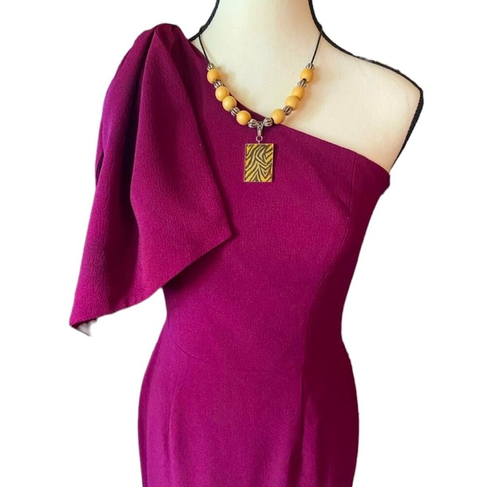EUC Dark Magenta “Tiffany” Dress The Population One shoulder Zip Size Small